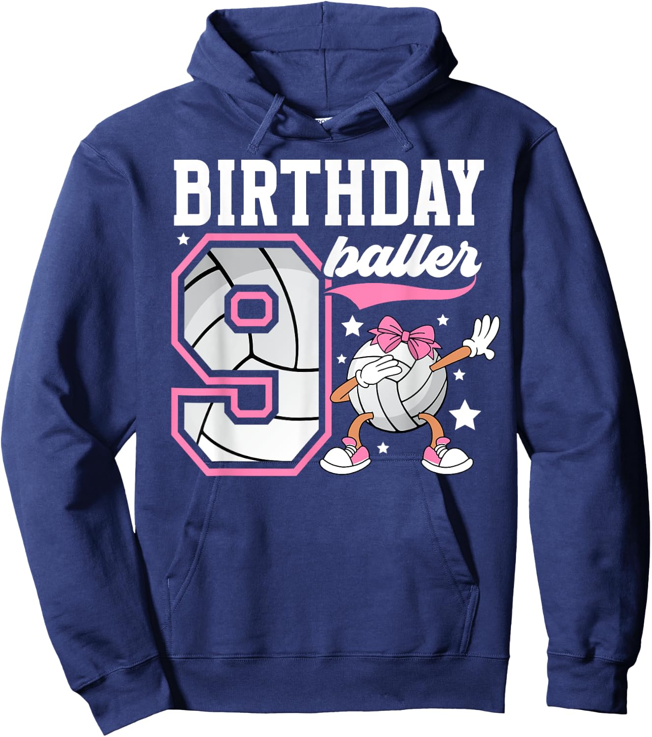 9th Birthday Volleyball Girl Nine Year Old Volleyball Player Hoodie - Hoodie | Navy