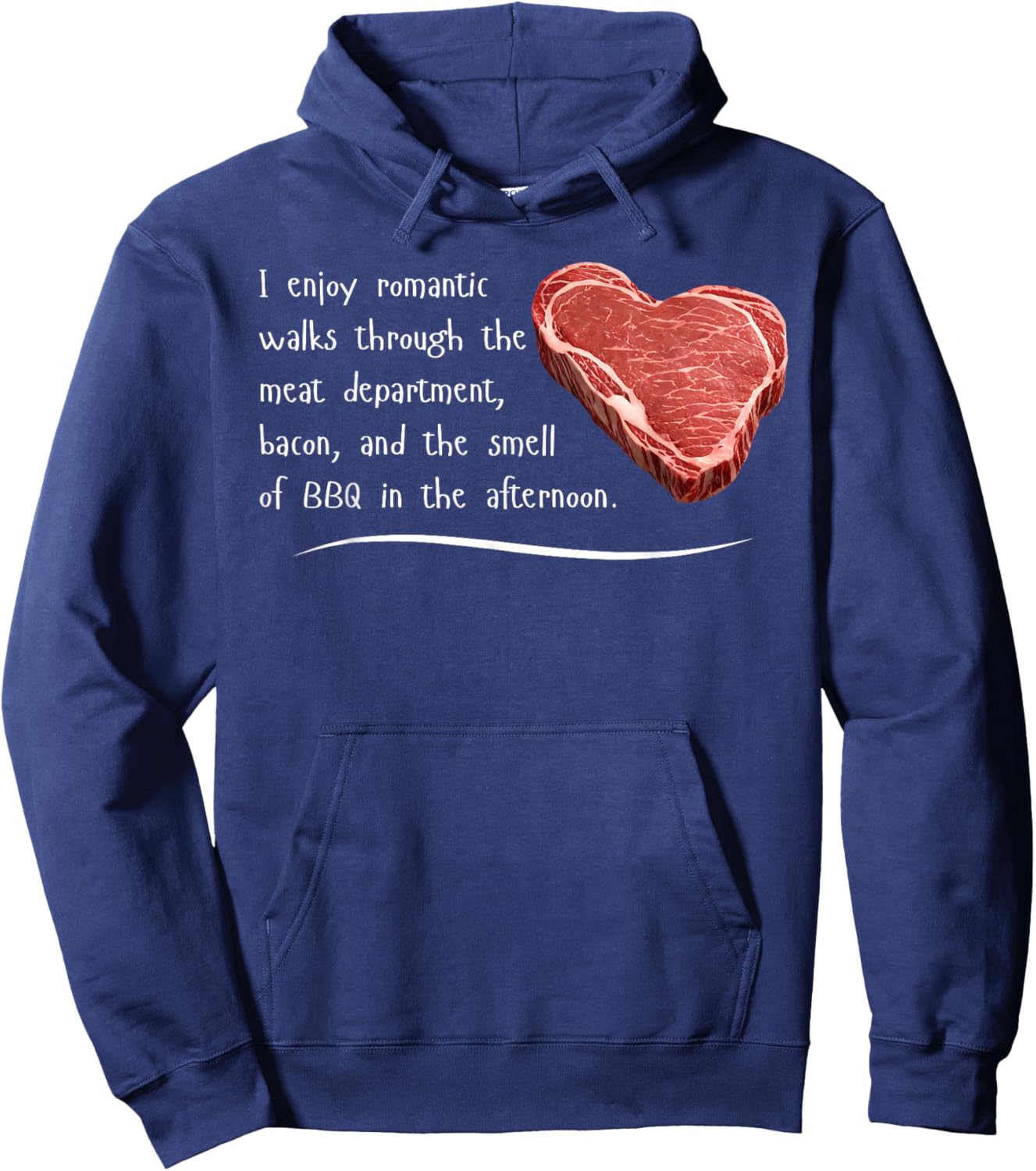Carnivore I Enjoy Romantic Walks - Funny BBQ Meat Smoking Hoodie - Hoodie | Navy