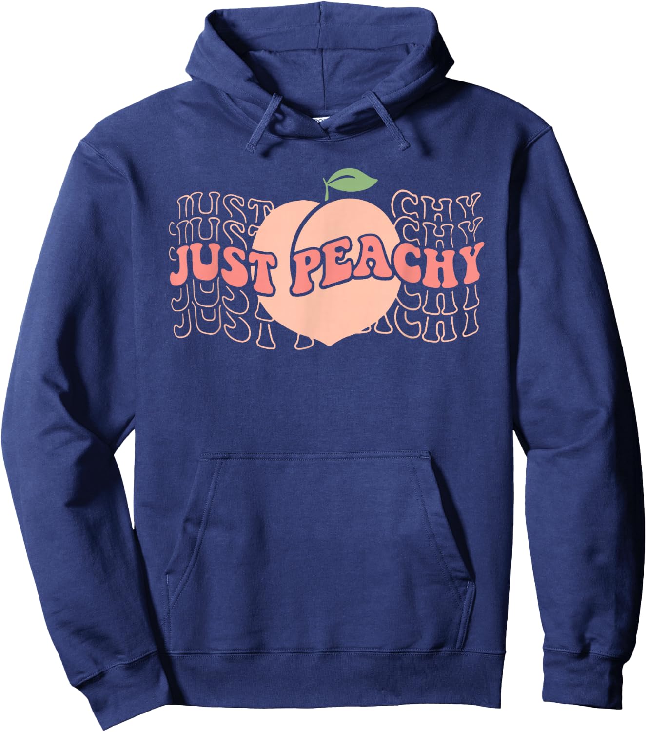 Peachy Just Peach Retro 70s Georgia Summer Hippie Fruit Hoodie - Hoodie | Navy