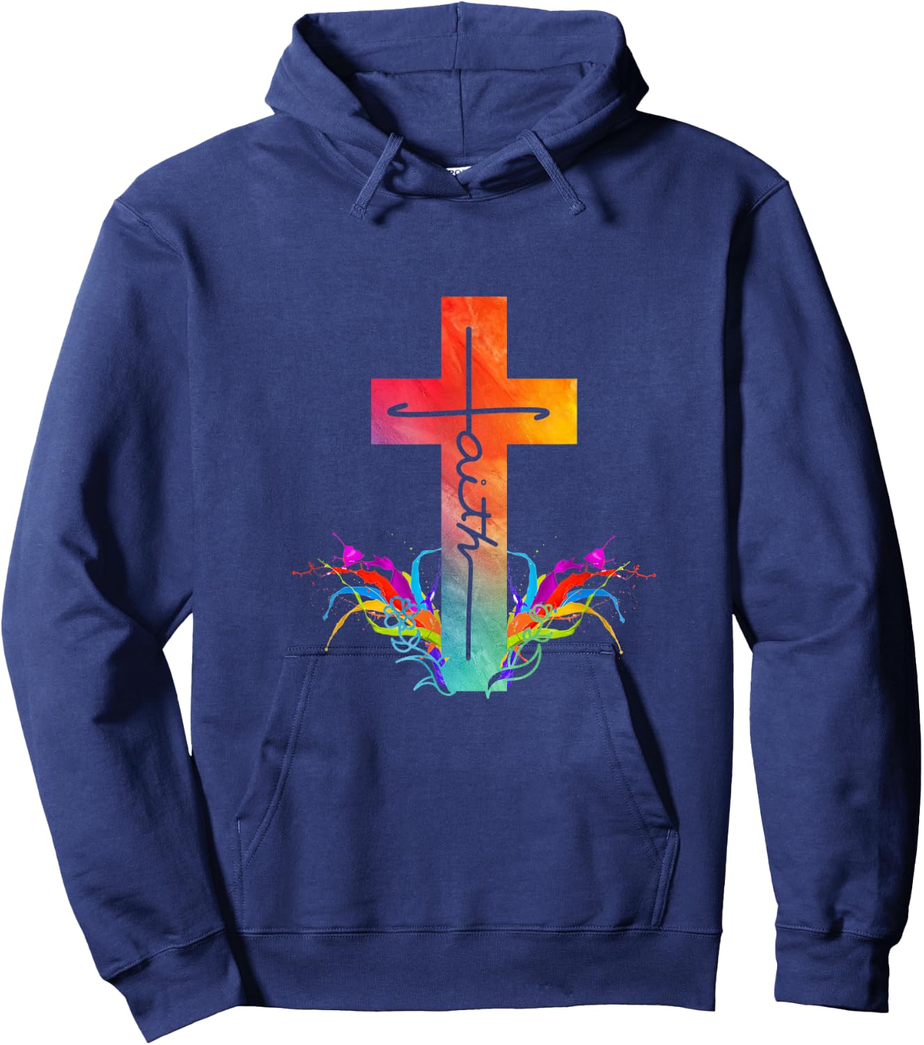 Vintage Distressed Art Cross Christian Faith Gifts Hoodie - Hoodie | Navy