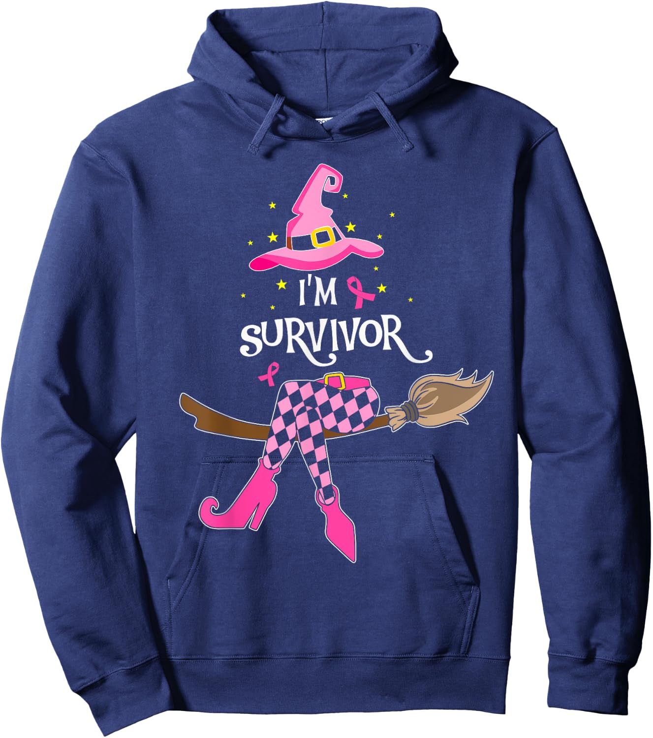 Witch Im A Survivor Halloween Breast Cancer Awareness Women Hoodie - Hoodie | Navy