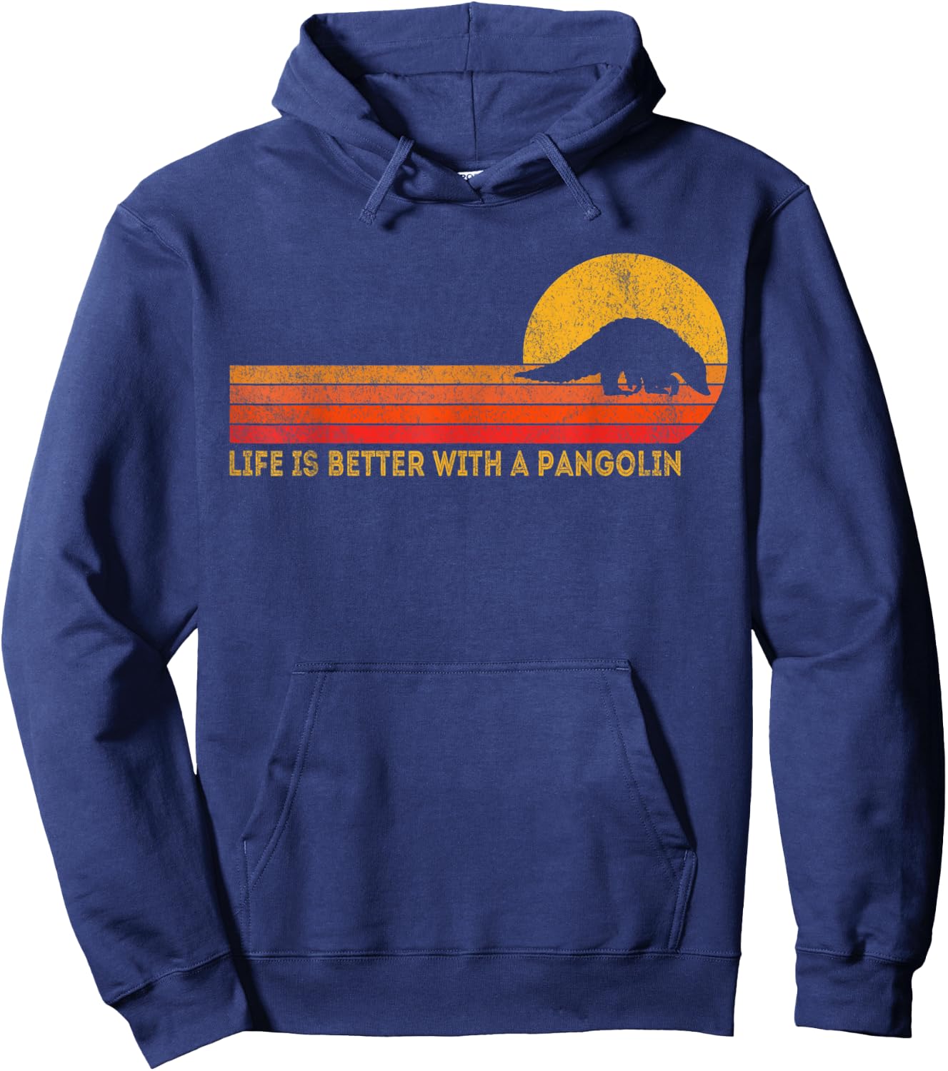 Life Is Better With A Pangolin Funny Pangolin Retro Hoodie - Hoodie | Navy