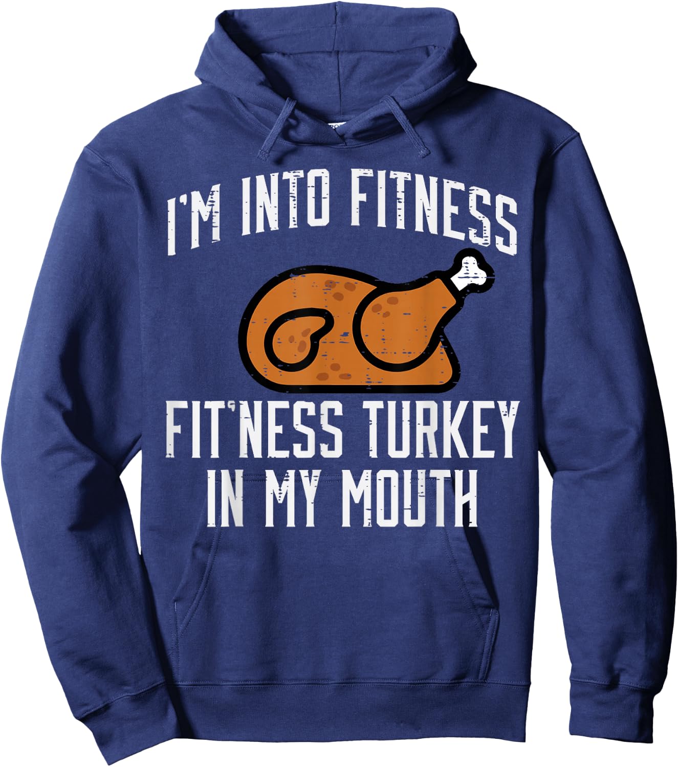 Thanksgiving Fitness Turkey Mouth Funny Workout Women Men Hoodie - Hoodie | Navy