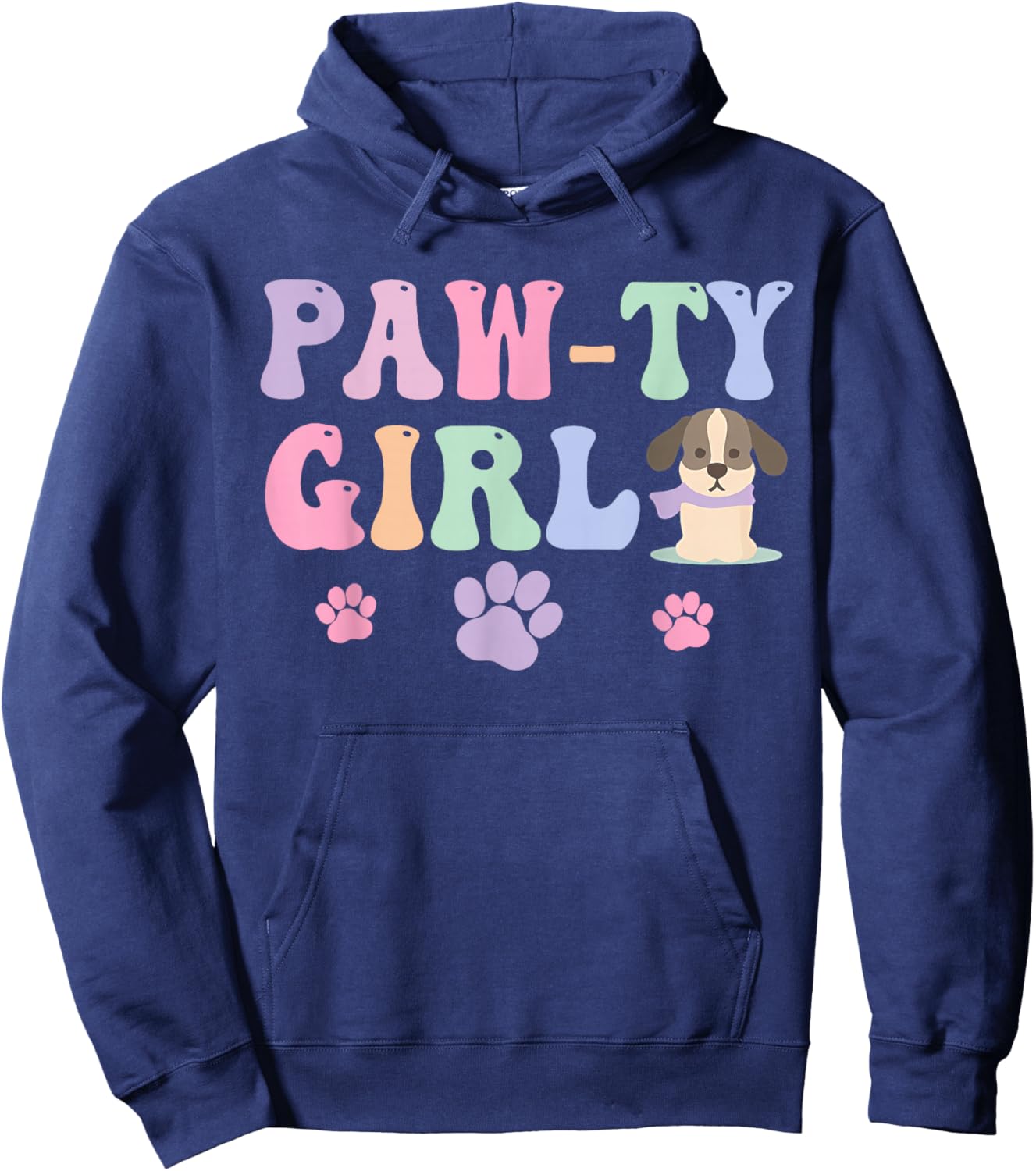 Let's Pawty Girl Birthday Puppy Dog Party Girl Kids Birthday Hoodie - Hoodie | Navy
