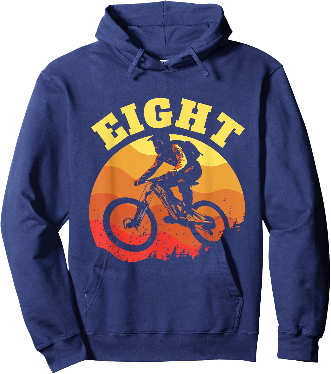 Turning 8 Mountain Bike Theme BMX Lover 8th Birthday Vibes Hoodie - Hoodie | Navy