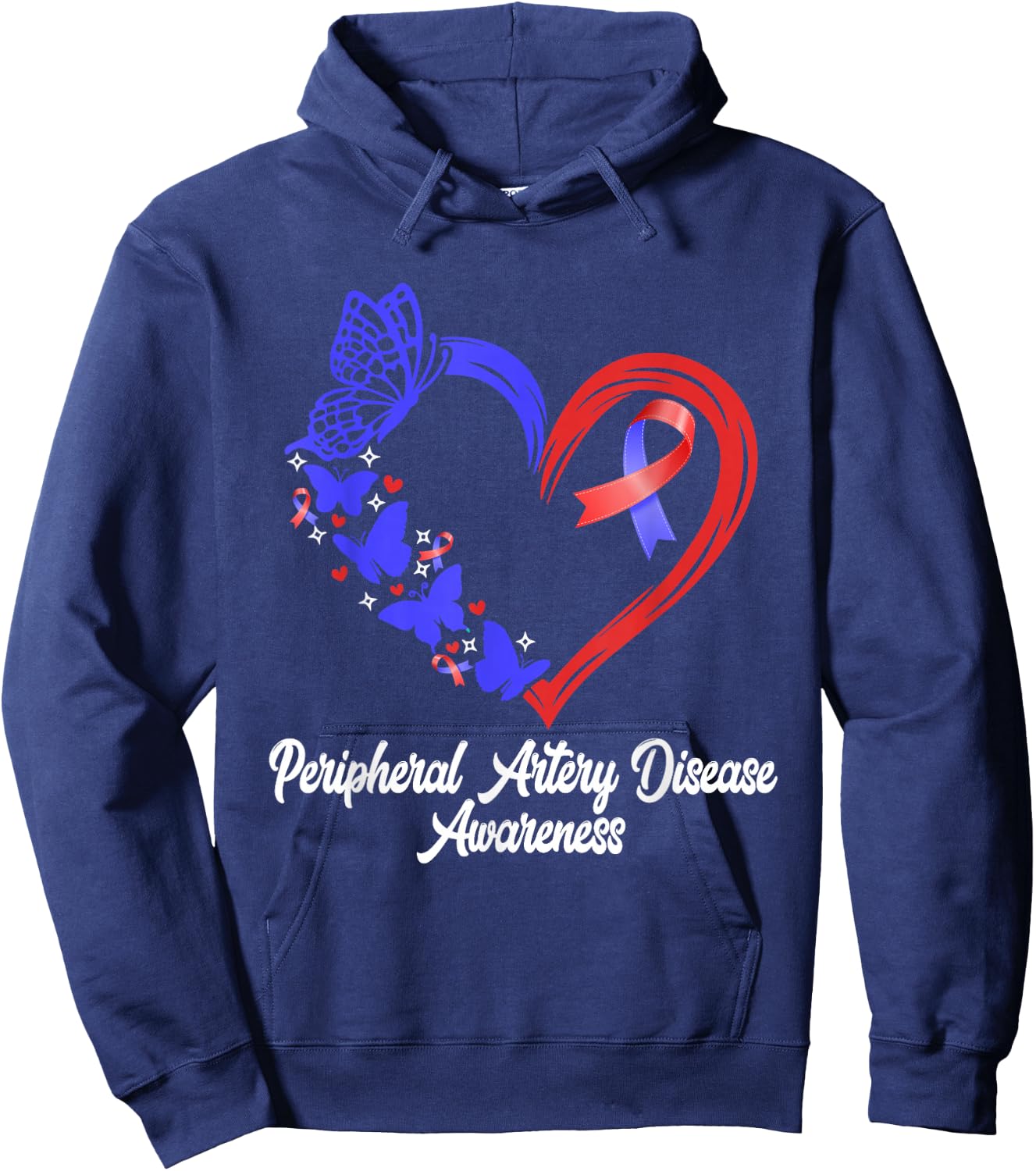Peripheral Artery Disease Awareness Heart PAD Awareness Hoodie - Hoodie | Navy