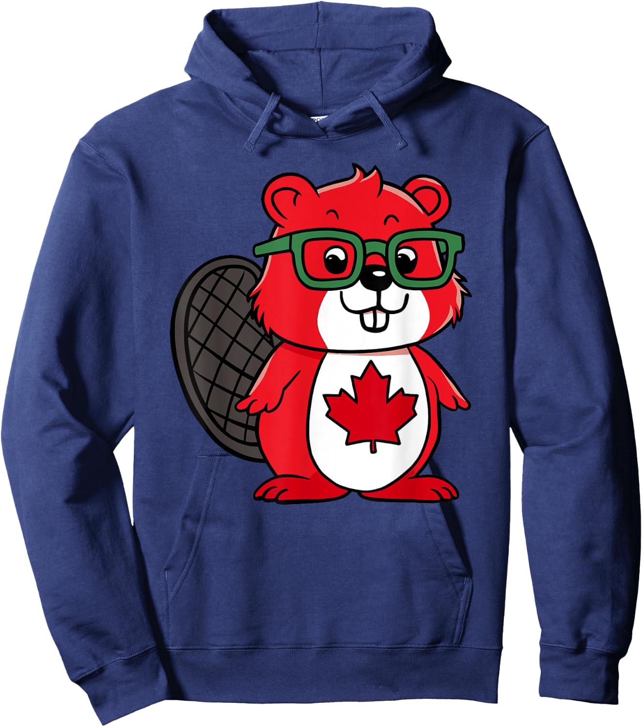 Funny Red Beaver Kids Toddler Canada Flag Hoodie - Hoodie | Navy