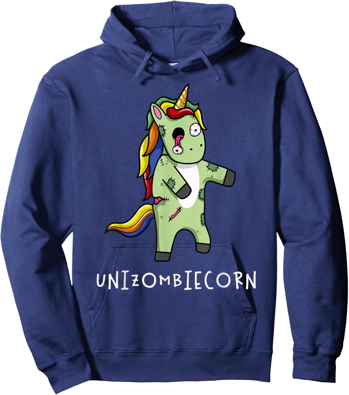 Cute and Funny Rainbow Unicorn Zombie Halloween Hoodie - Hoodie | Navy