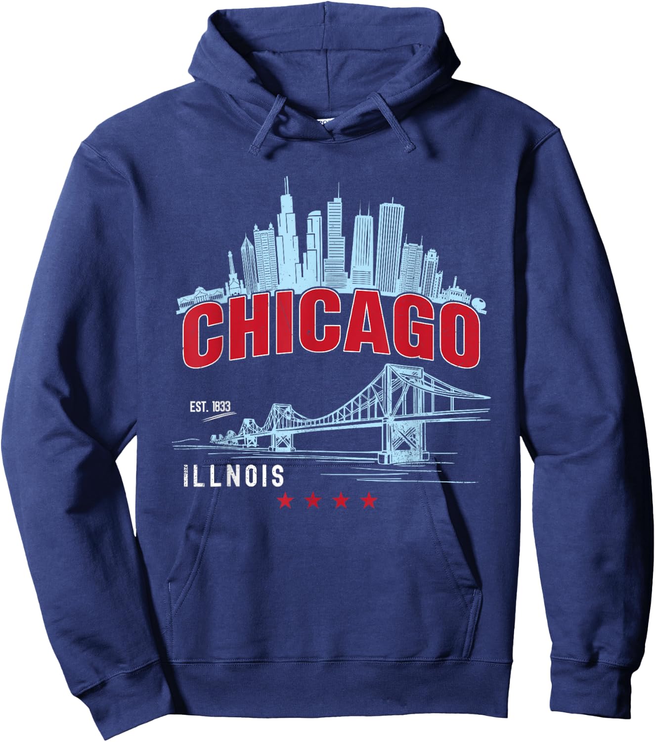 The Windy City | Vintage Chicago Illinois est. 1833 Hoodie - Hoodie | Navy