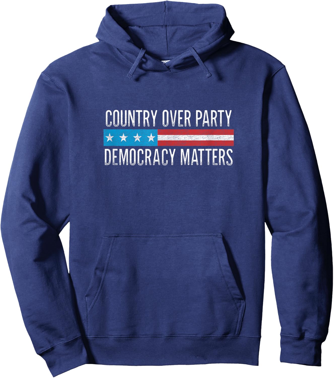 Country Over Party - Democracy Matters - Vintage Style Hoodie - Hoodie | Navy
