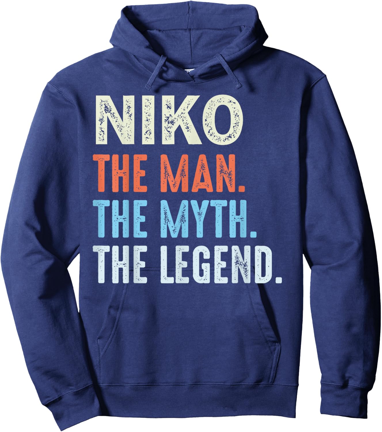 LUXETHREADS Men's Niko The Legend Name Personalized Cute Idea Men Vintage Niko , Small, Black Hoodie - Hoodie | Navy