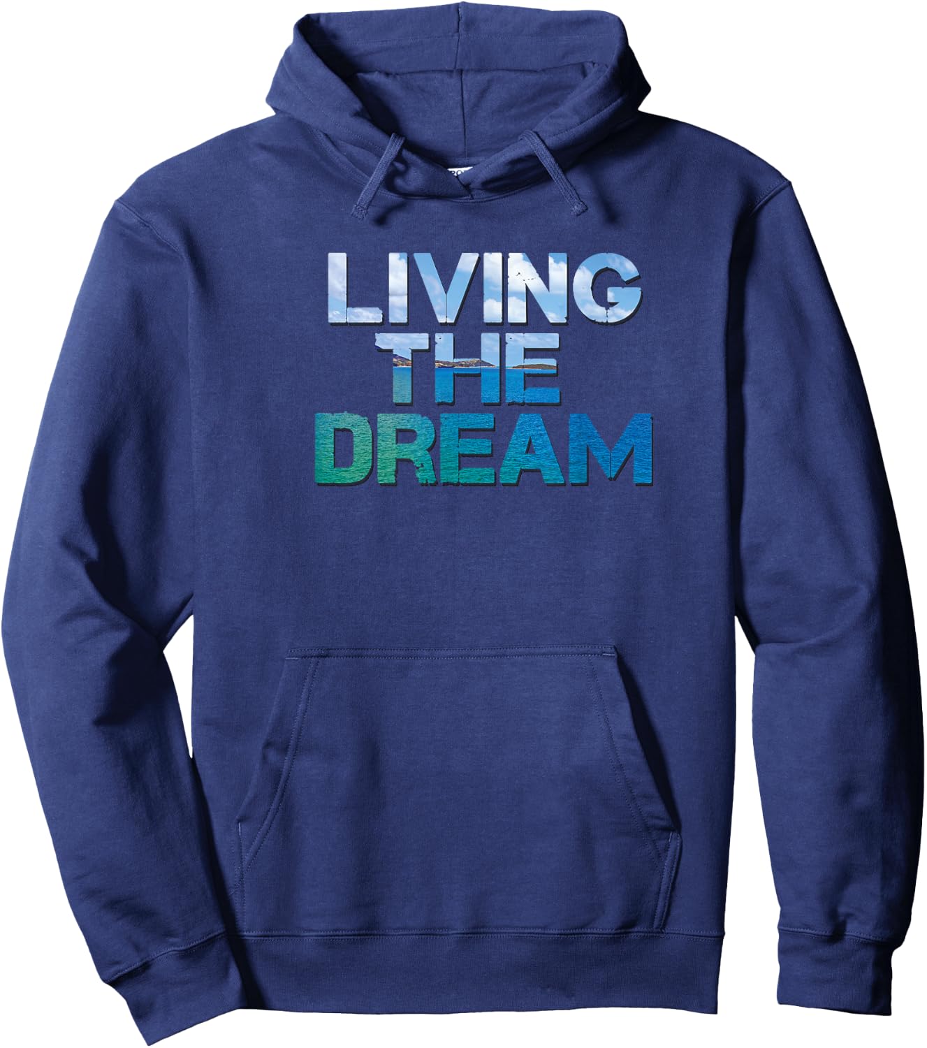 NEWLIFE Living The Dream Letter Print Beach Design Hoodie - Hoodie | Navy