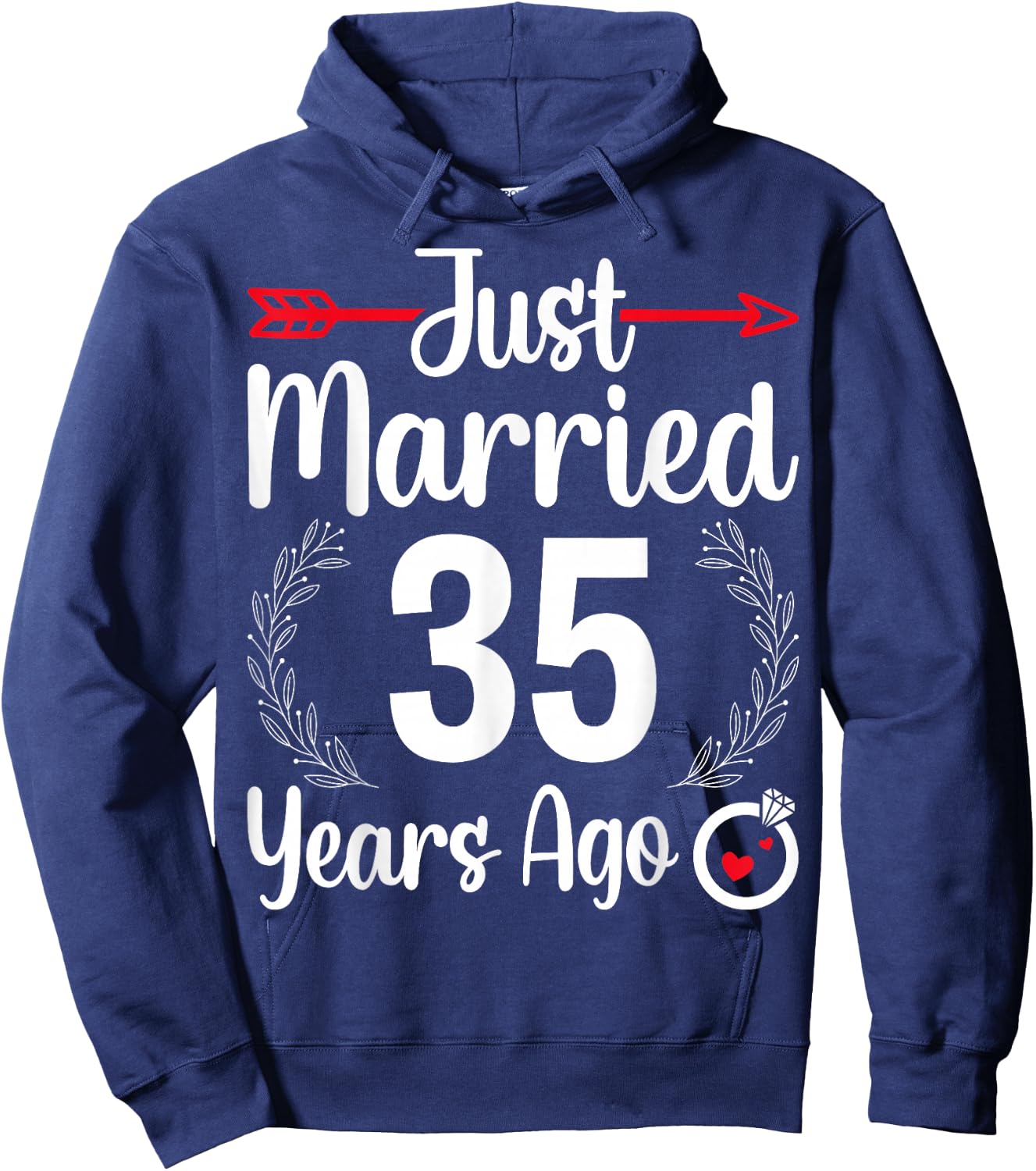 Just Married 35 Years Ago - Husband Wife 35th Anniversary Hoodie - Hoodie | Navy
