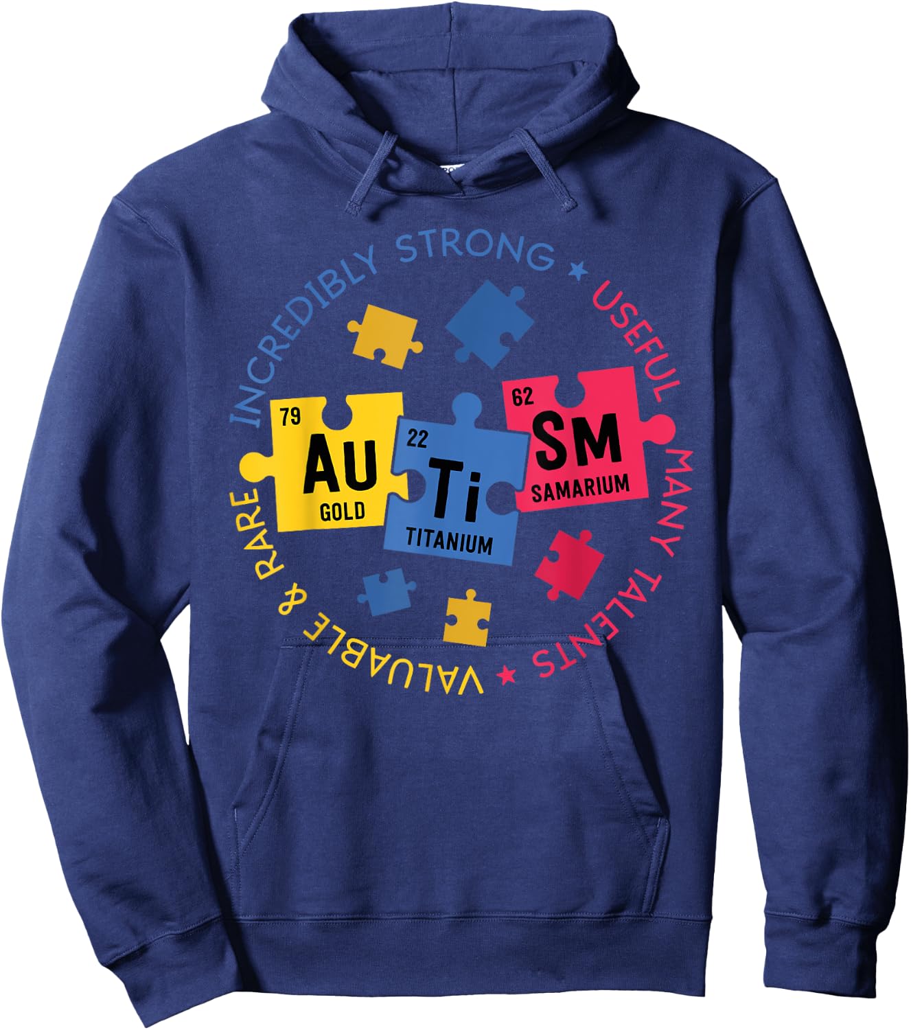 Autism Awareness Shirt Periodic Puzzle Science Teacher Gift Men Women Kids Hoodie - Hoodie | Navy