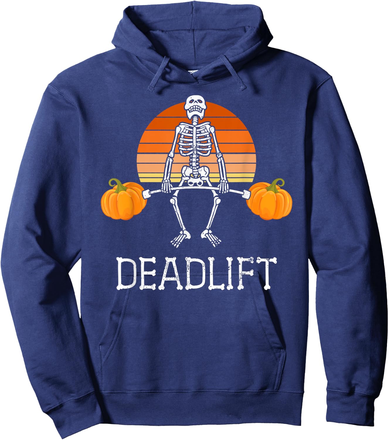 DEADLIFT Funny Halloween Skeleton Pumpkins Gym Workout Hoodie - Hoodie | Navy