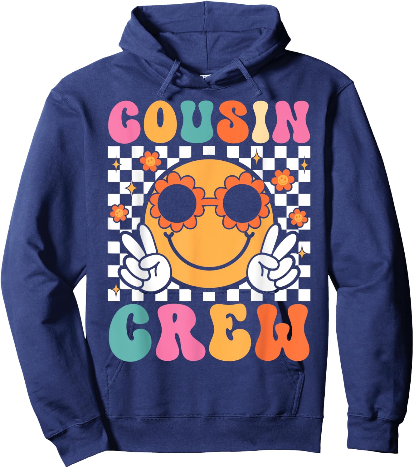 Cousin Crew Summer Vacation Family Trip Groovy Women Kids Hoodie - Hoodie | Navy