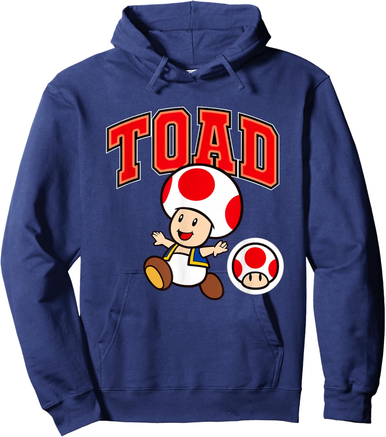 Super Mario Toad Big Character Collegiate Style Hoodie - Hoodie | Navy