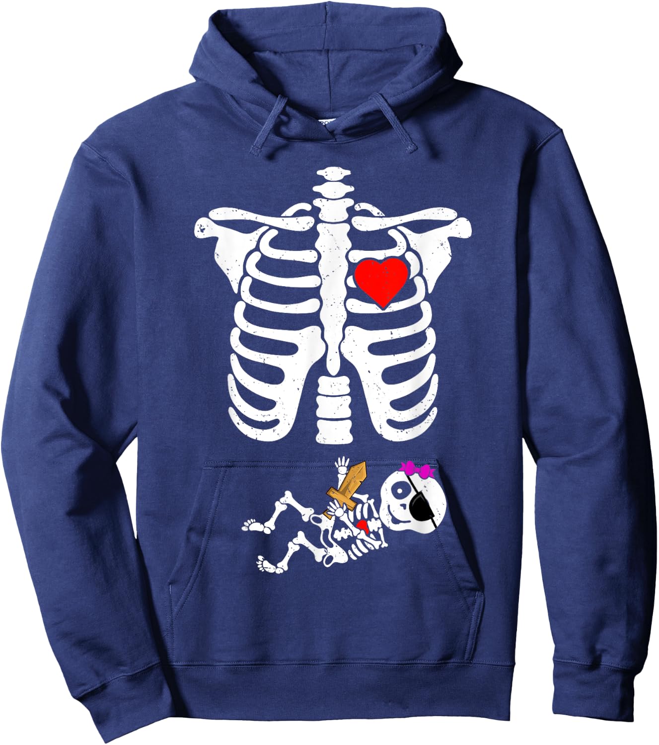 Pirate Baby Skeleton X-Ray Funny Halloween Pregnancy Girls Hoodie - Hoodie | Navy