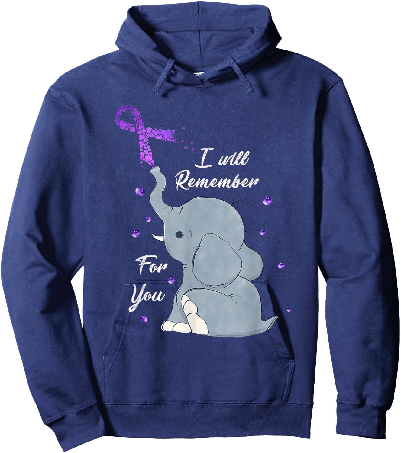 Elephant I Will Remember For You Alzheimer's Awareness Hoodie - Hoodie | Navy