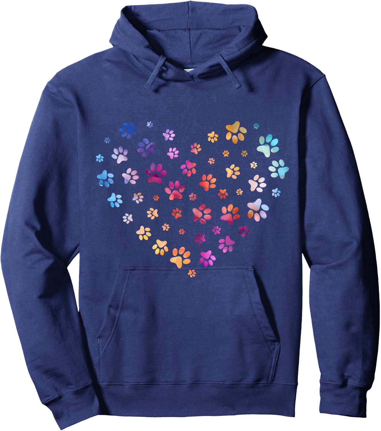 Dog Paw print heart flying paws Watercolor rainbow abstract Hoodie - Hoodie | Navy