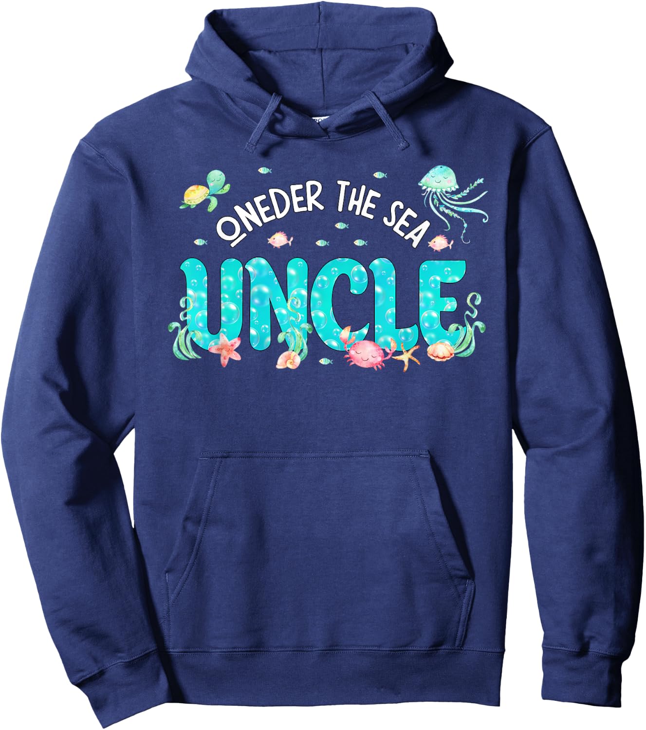 Under Sea Uncle Birthday Girl Boy Matching Family Party Hoodie - Hoodie | Navy