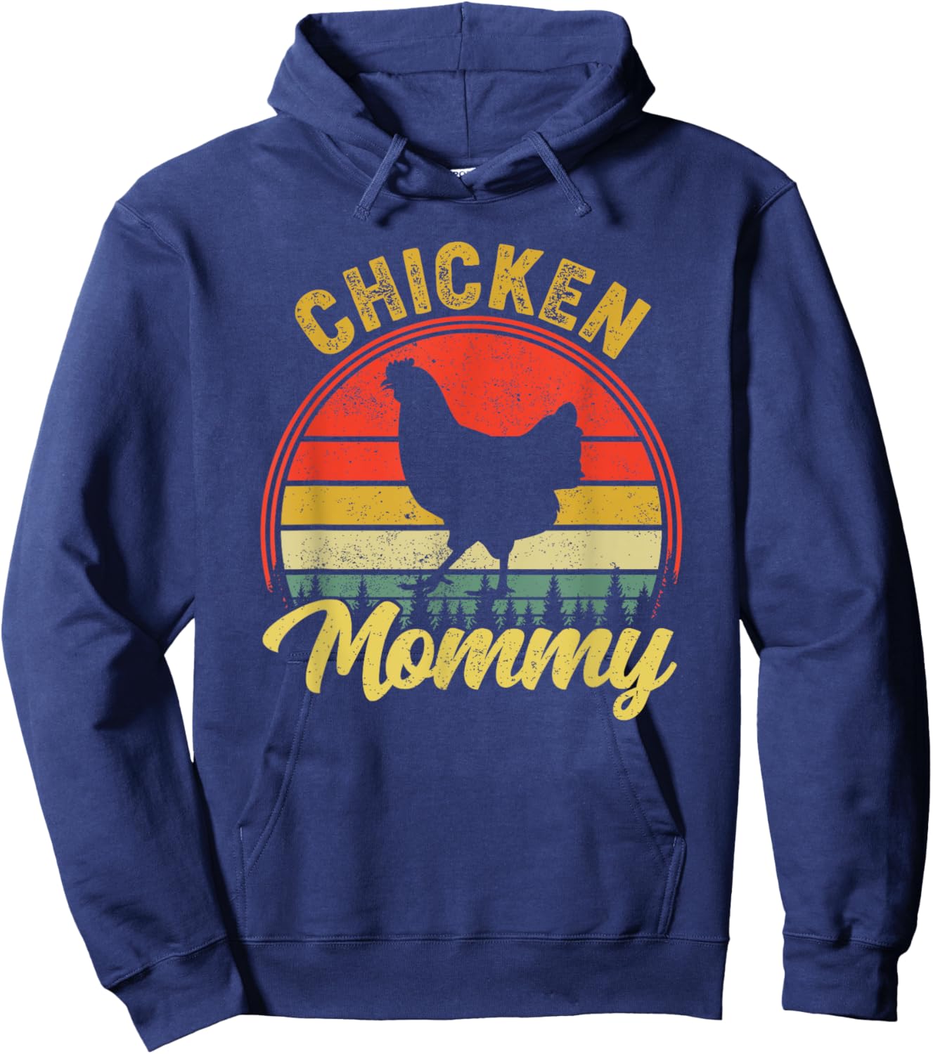 Chicken Mommy Retro 70s 80s Funny Chicken Mom Mothers Day Hoodie - Hoodie | Navy
