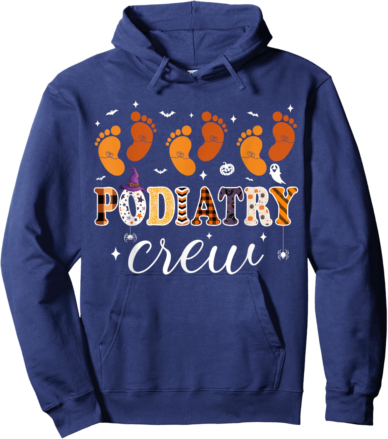 Podiatry Crew Footprint Podiatrist Pumpkin Ghost Halloween Hoodie - Hoodie | Navy