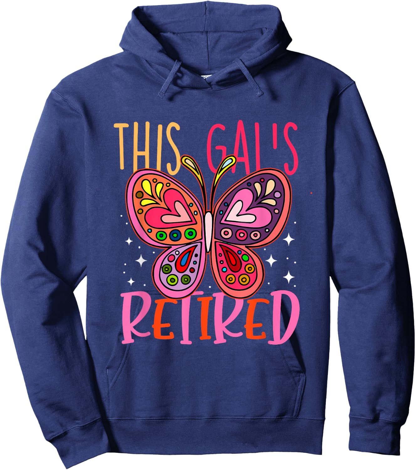 Retired 2024 Funny Retirement cute Pink Butterfly Women Hoodie - Hoodie | Navy