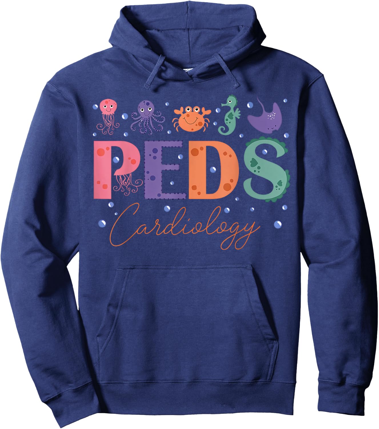PEDS Cardiology Sea Animal Pediatric Cardiac PEDS CVICU Hoodie - Hoodie | Navy