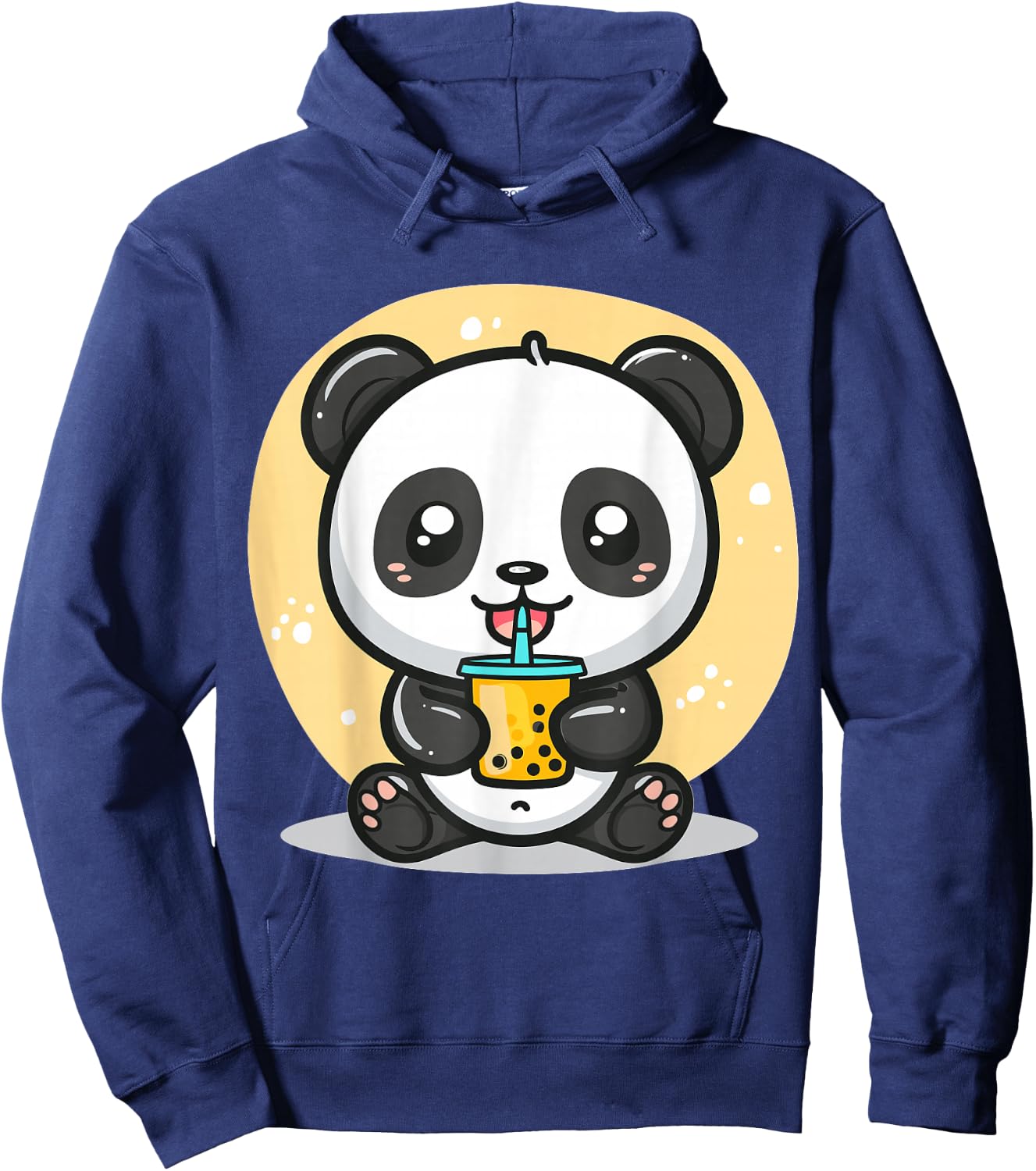 Kawaii Panda Drinking Bubble Tea Boba Anime Cute Graphic Hoodie - Hoodie | Navy