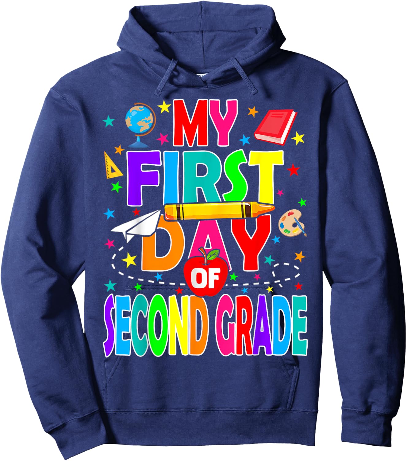 My First Day of Second Grade Back to School Boys Kids Hoodie - Hoodie | Navy