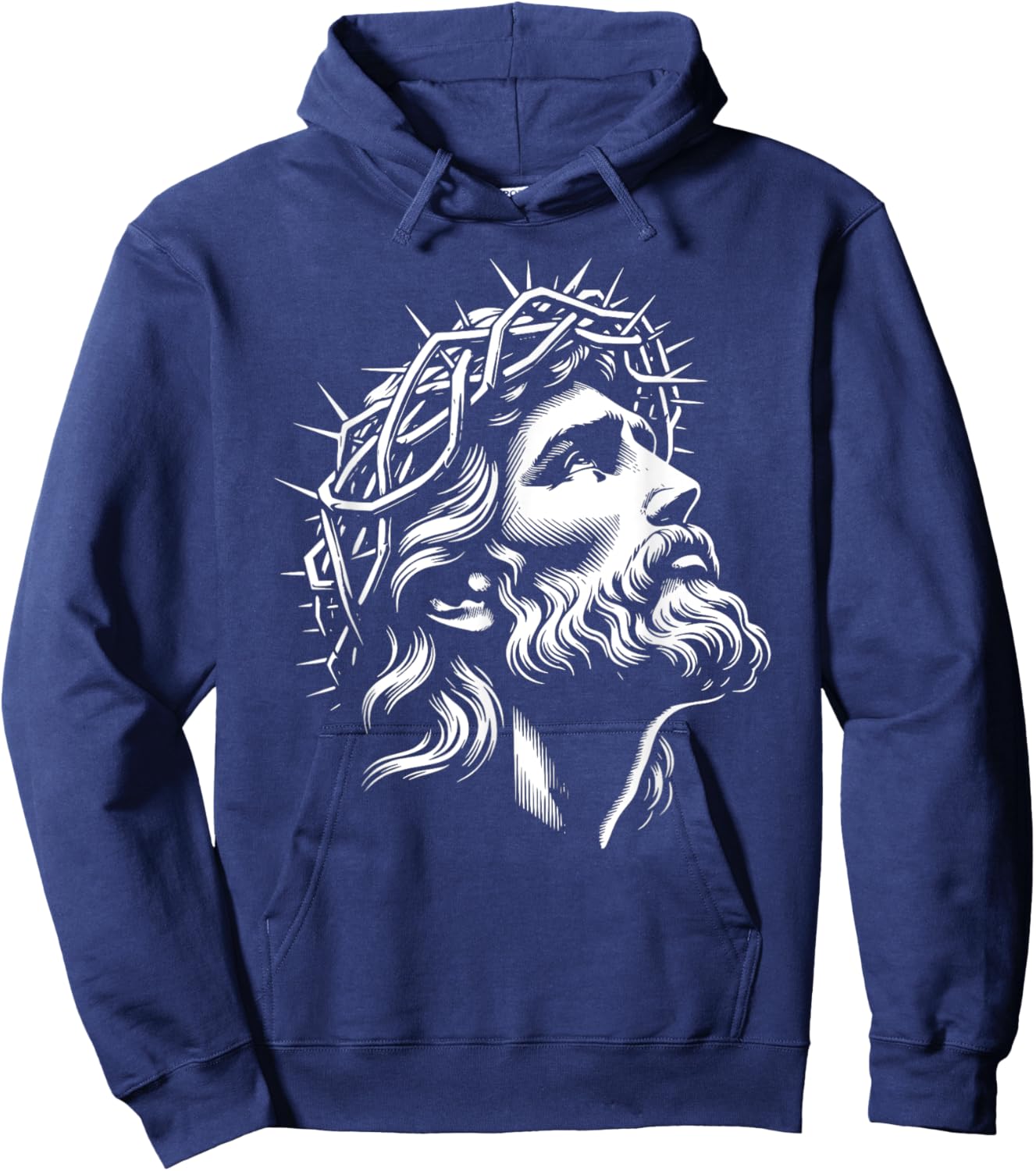 Jesus Christ Face With Crown Of Thorns God Bible Hoodie - Hoodie | Navy