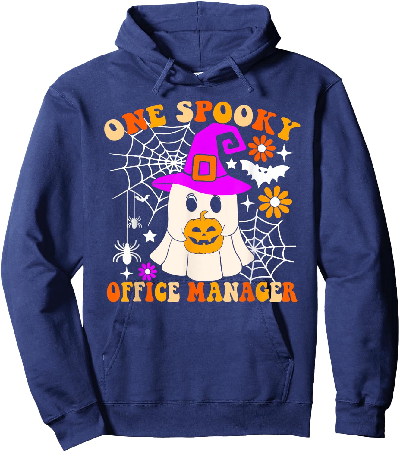 One Spooky Office Manager Funny Ghost Halloween Costume Hoodie - Hoodie | Navy