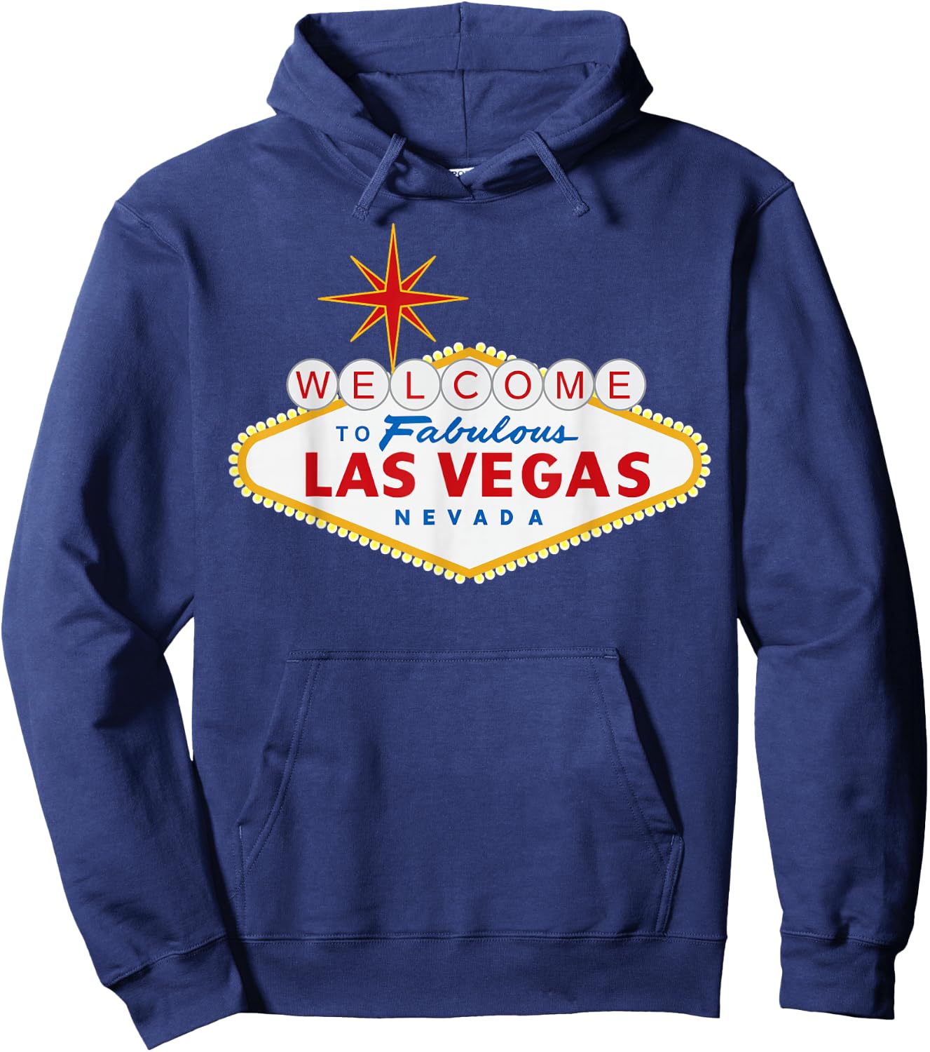 Miftees Las Vegas Welcome to Fabulous Las Vegas - Black, Small, -Adults, Short Sleeve, , Novelty Modern, Letter Print Hoodie - Hoodie | Navy
