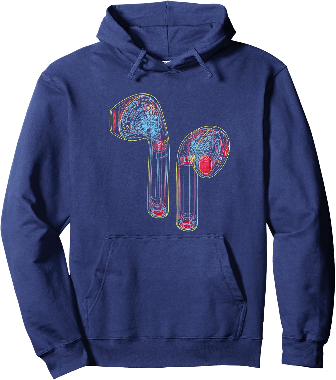 Man Woman Crew with Airpods Hoodie - Hoodie | Navy