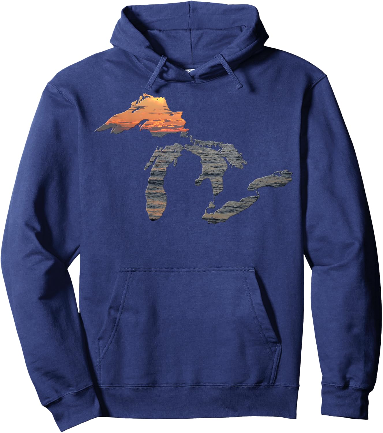 Great Lakes Shirt - Sunset Over Lake Superior Hoodie - Hoodie | Navy