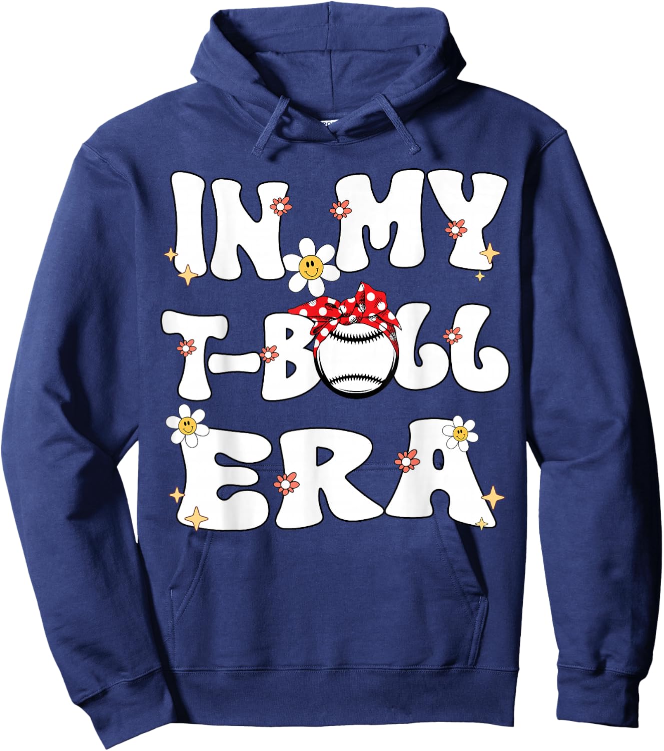 In My Tball Era Retro Groovy T ball ball Kids Girl Boy Hoodie - Hoodie | Navy