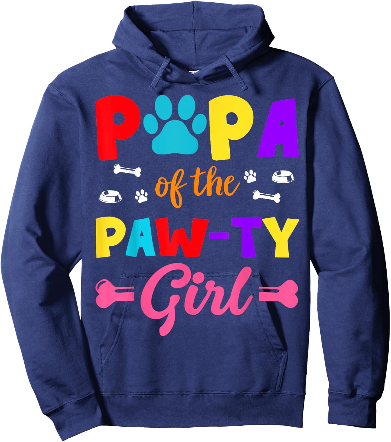 Papa Of The Paw-ty Girl Dog Family Matching Party Hoodie - Hoodie | Navy
