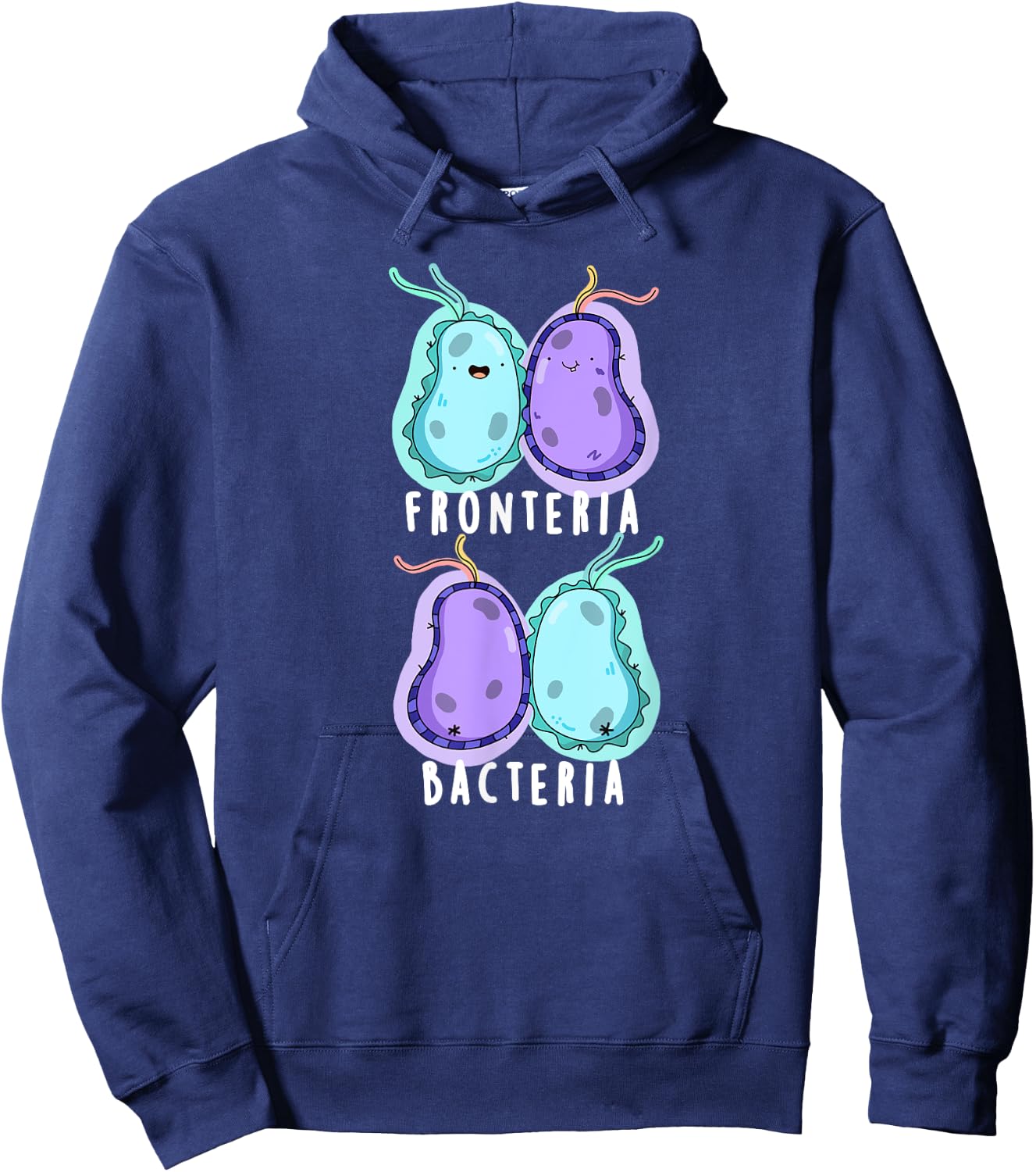 Front-eria Bacteria Funny Biology Pun Hoodie - Hoodie | Navy