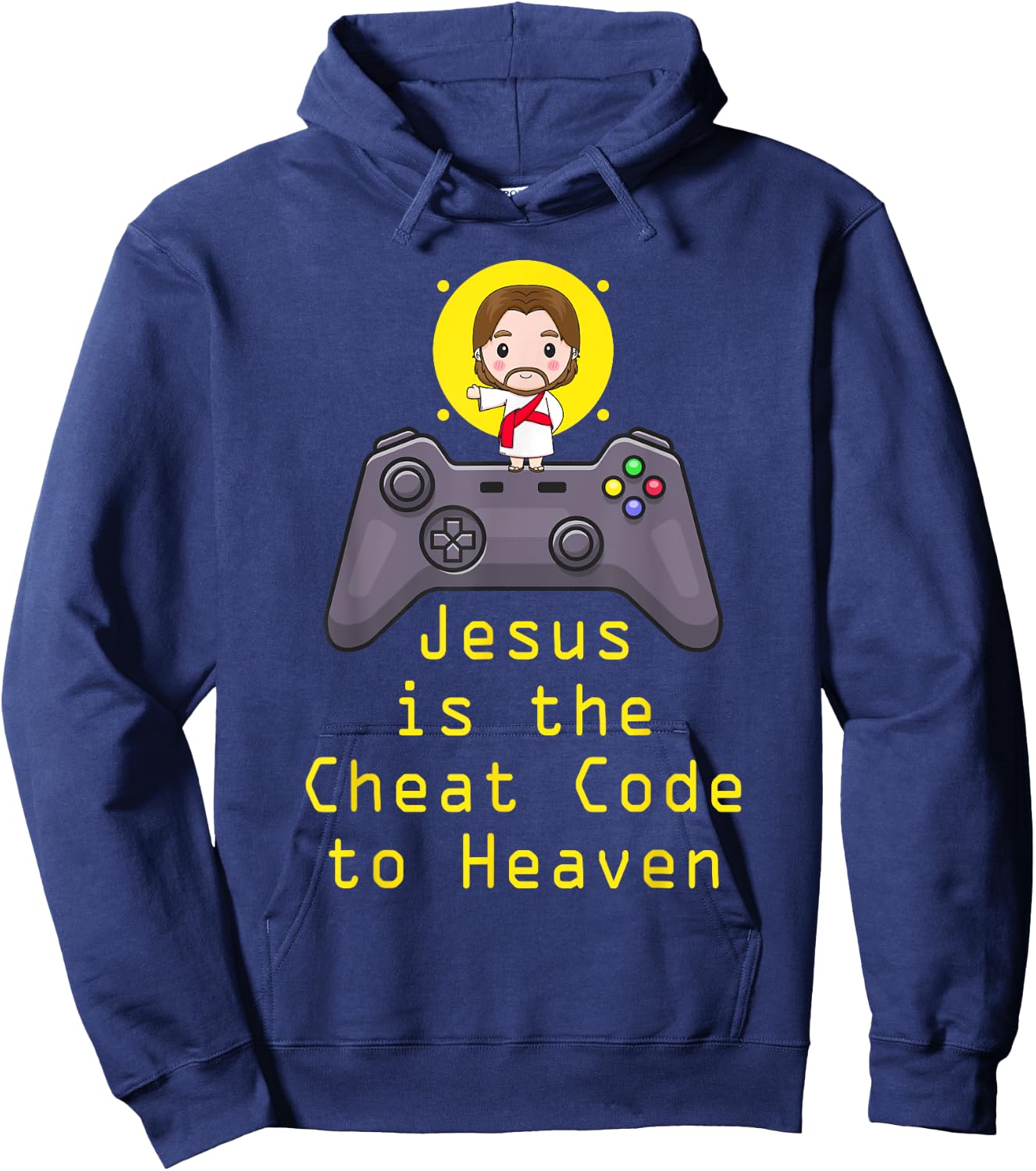 Jesus Cheat Code Funny Game Christian Gamer Catholic Gaming Hoodie - Hoodie | Navy