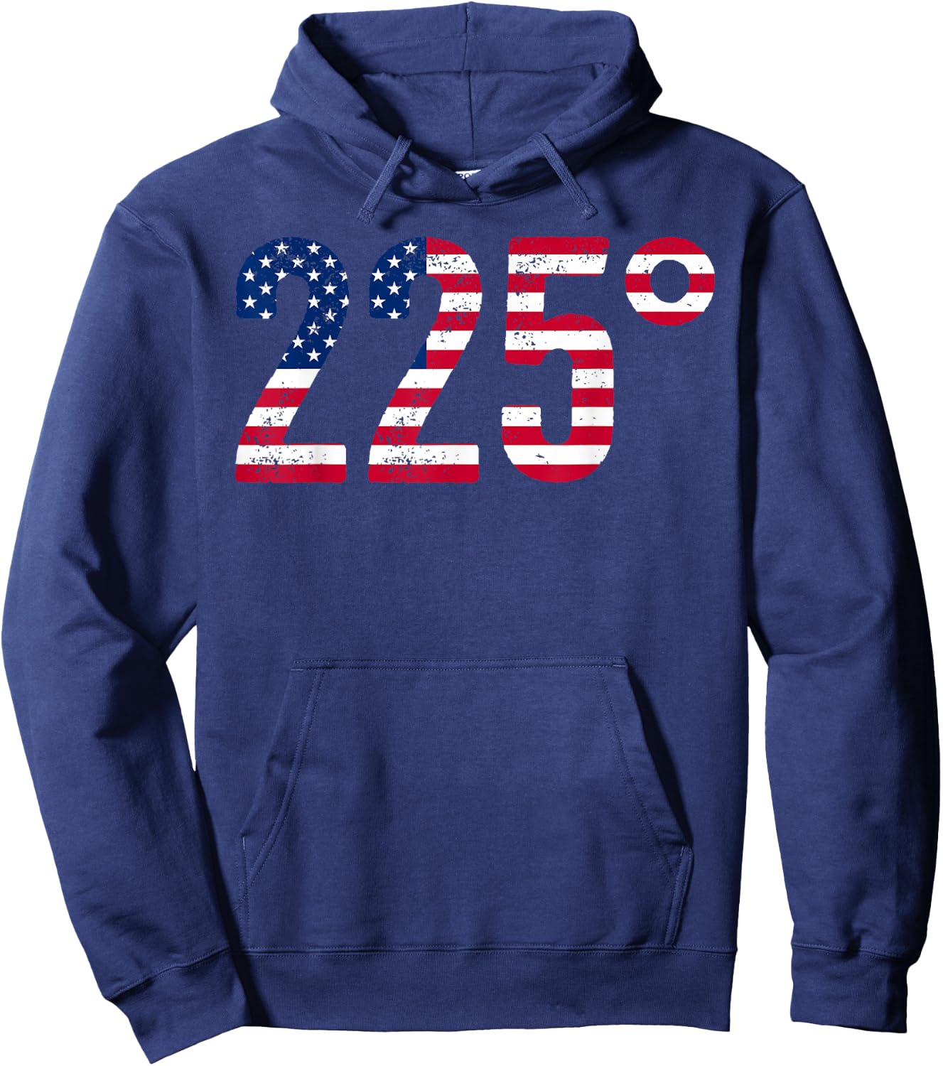 225 Degrees BBQ Smoking Meat Barbecue American Flag USA Hoodie - Hoodie | Navy