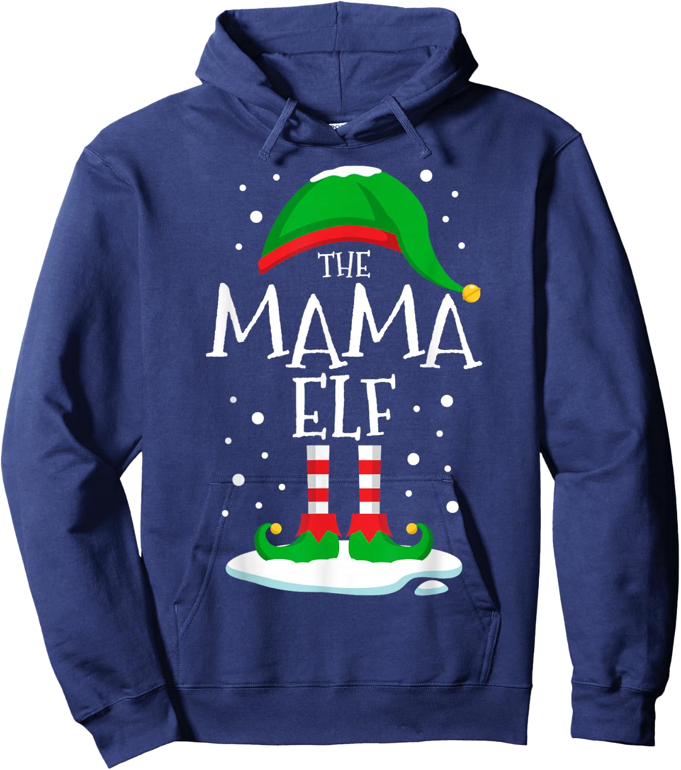 The Mama Elf Christmas Family Matching Xmas Mom Group Funny Hoodie - Hoodie | Navy