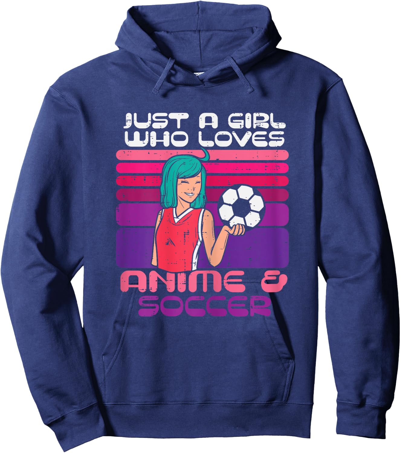 Girl Who Loves Anime Soccer Football Japaese Manga Otaku Hoodie - Hoodie | Navy