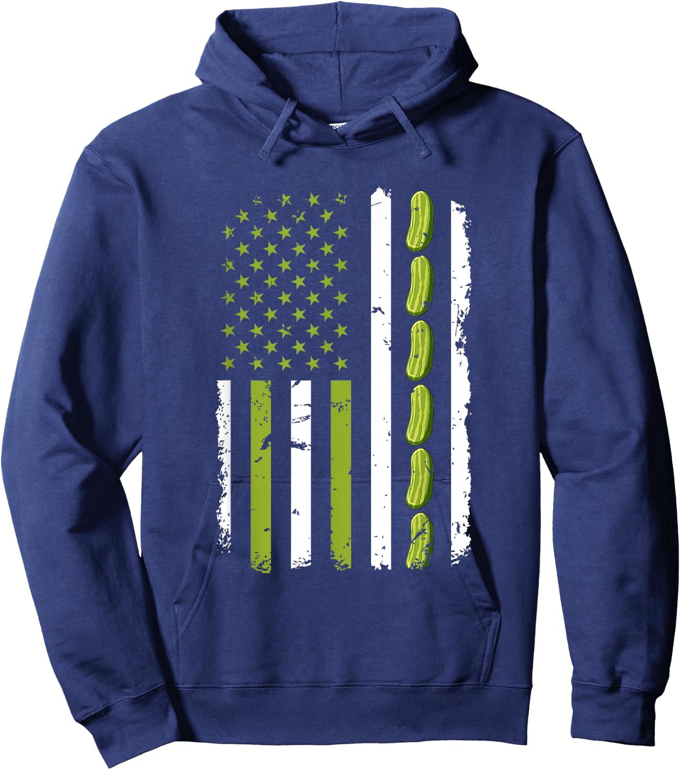 Pickle Cucumber USA American Flag Pickle Lovers 4th of July Hoodie - Hoodie | Navy