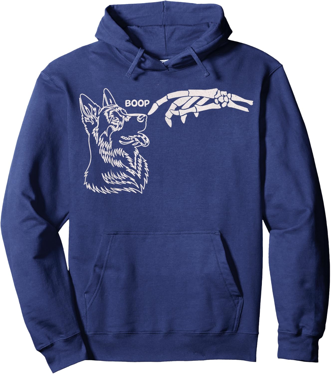 Cute Dog Skeleton Hand Boop Halloween Women Girls Kids Hoodie - Hoodie | Navy
