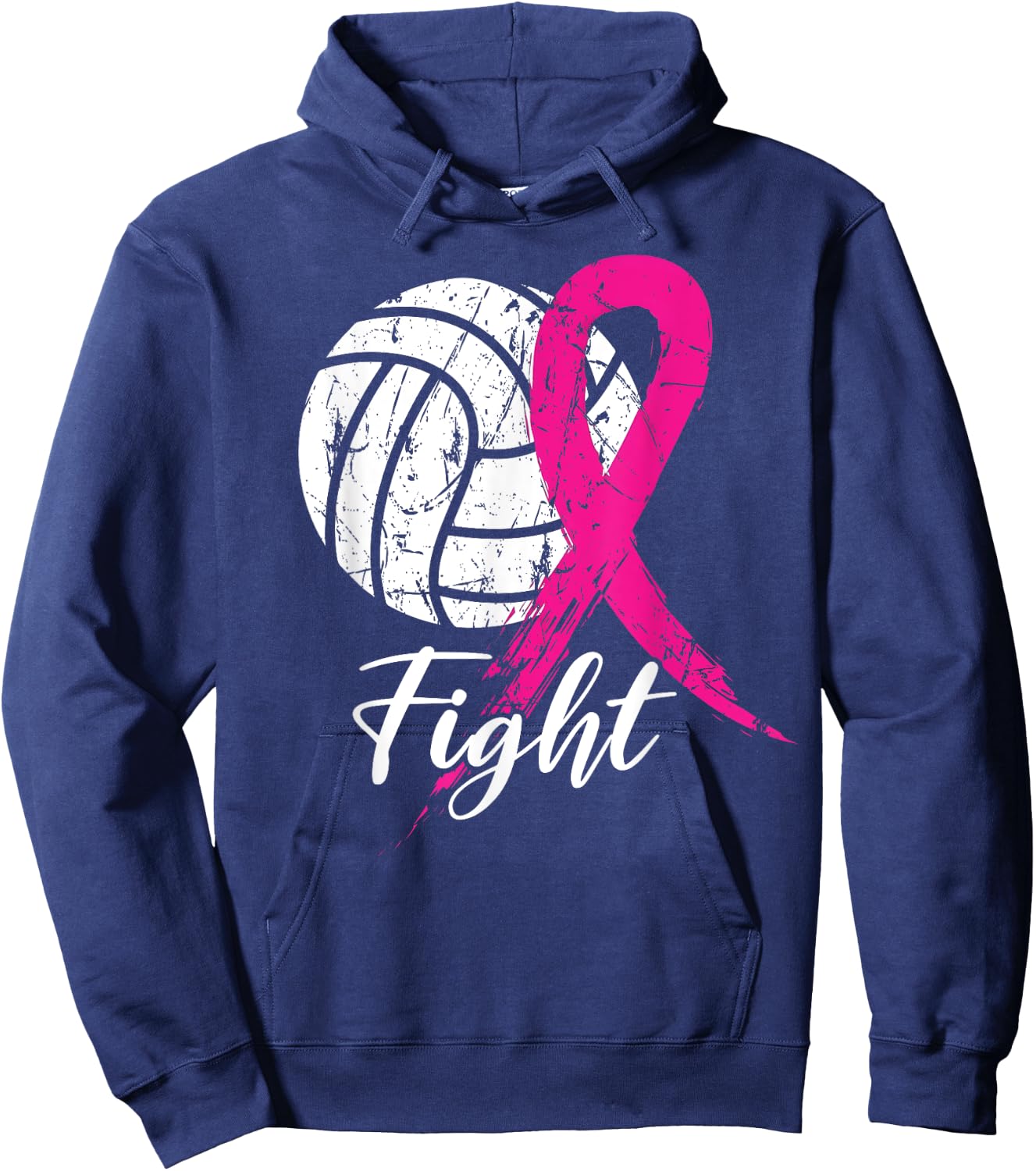 Fight Breast Cancer Volleyball Pink Ribbon Awareness Women Hoodie - Hoodie | Navy