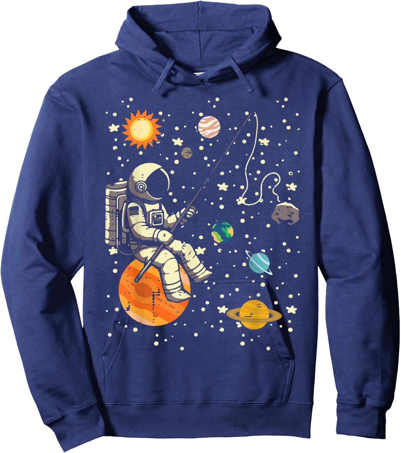 Astronaut Fishing Planets Space Galaxy Men Boys Kids Women Hoodie - Hoodie | Navy