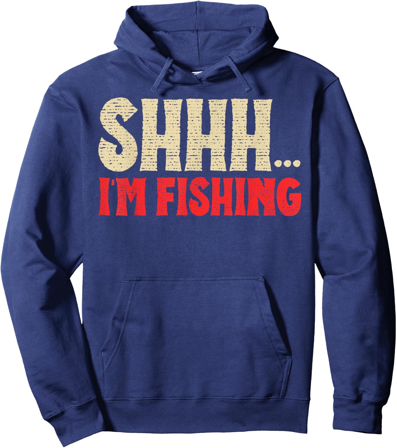 Shhh I'm Fishing Fish Lovers Retro Angler Father Dad Vintage Hoodie - Hoodie | Navy
