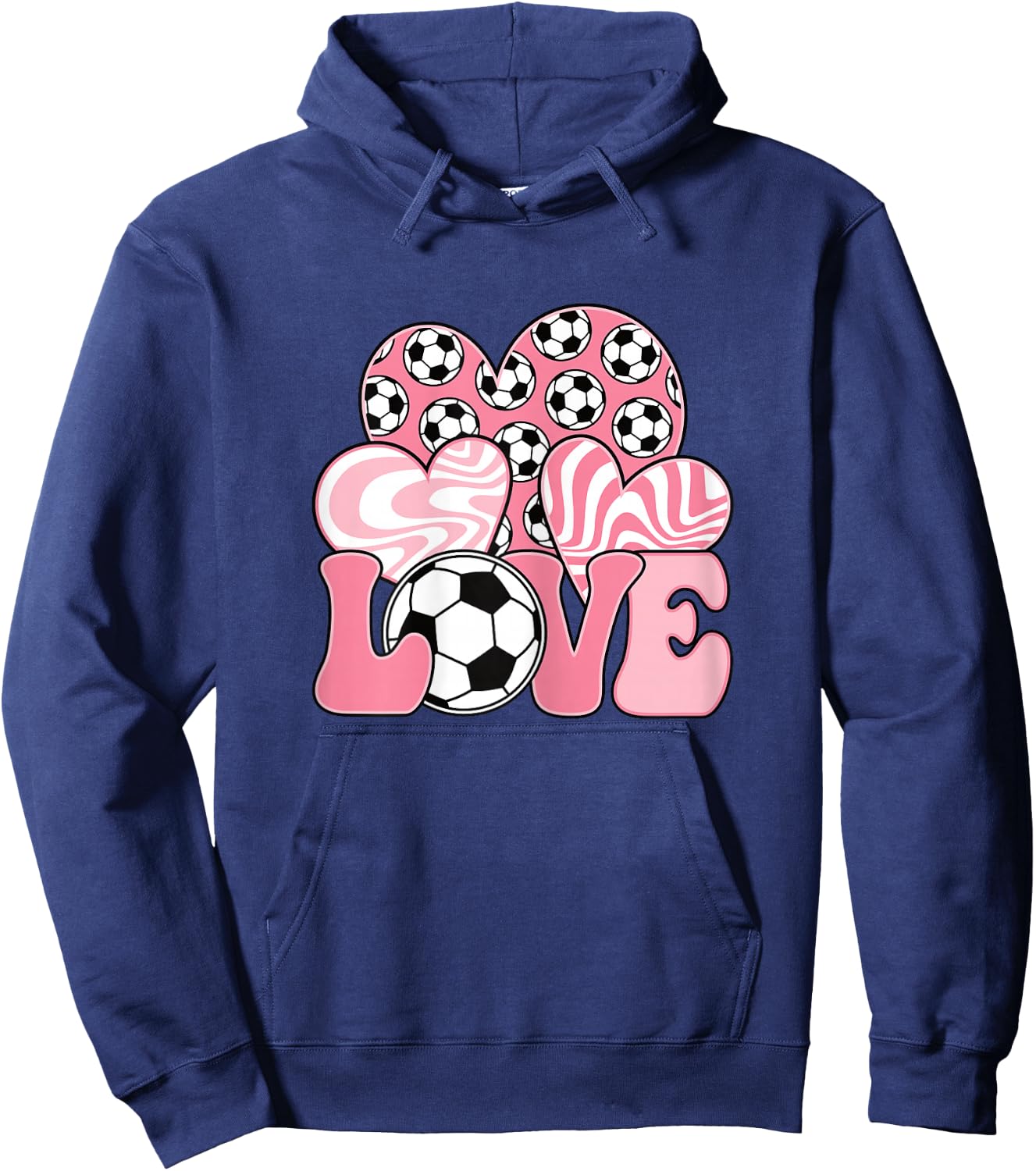 Love Soccer Cute Pink Soccer Lover Women Girls Kids Hoodie - Hoodie | Navy