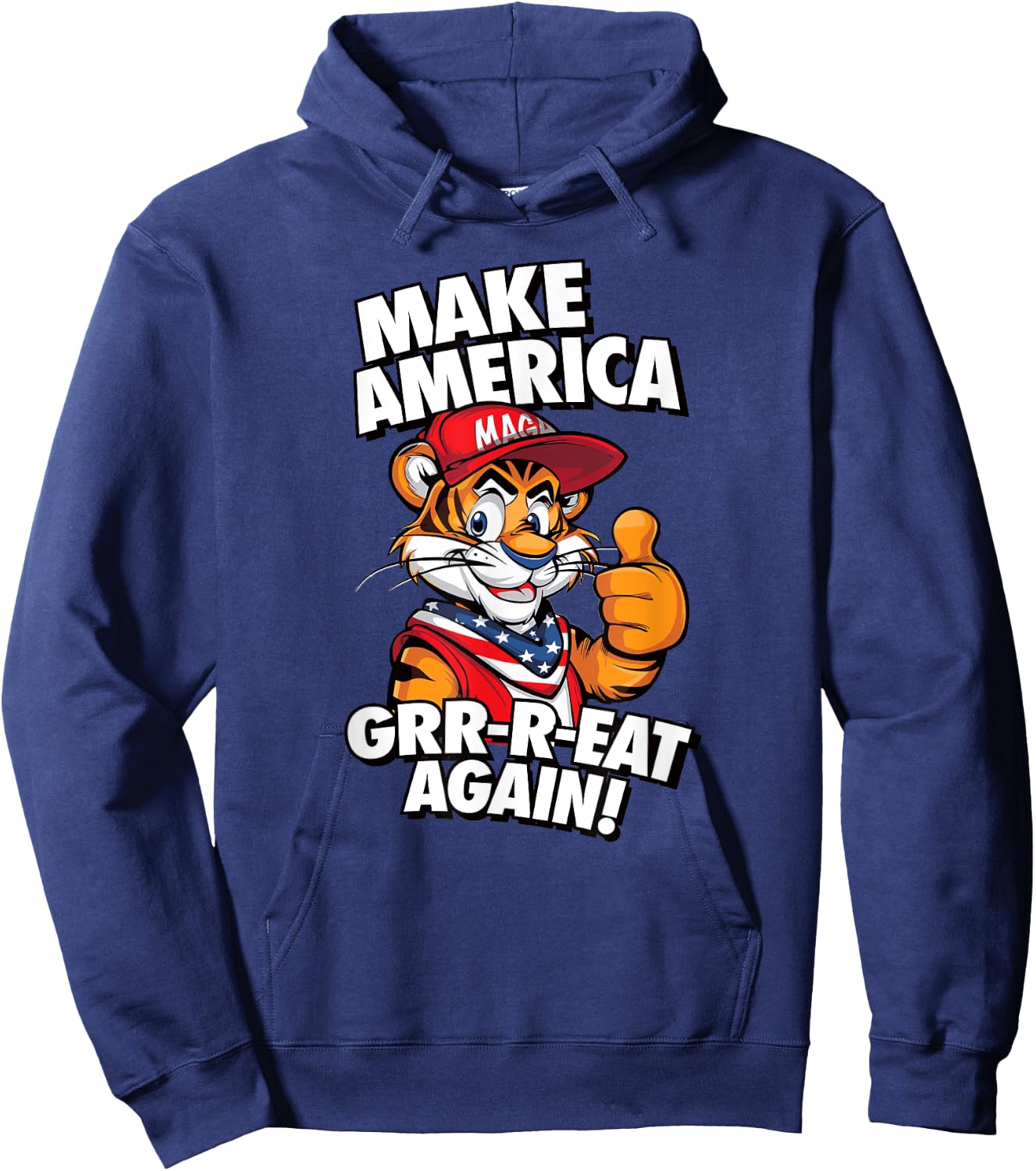 MAKE AMERICA GRR-R-EAT AGAIN Trump Tiger cereal parody 2024 Hoodie - Hoodie | Navy